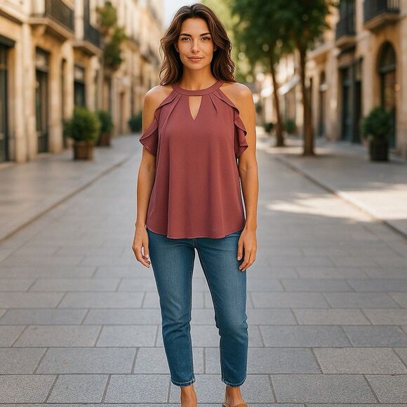 Rue21 Blouse Sz Large Cold Shoulder  Bohemian Boho Y2k Festival Gypsy Hipster - Picture 5 of 16